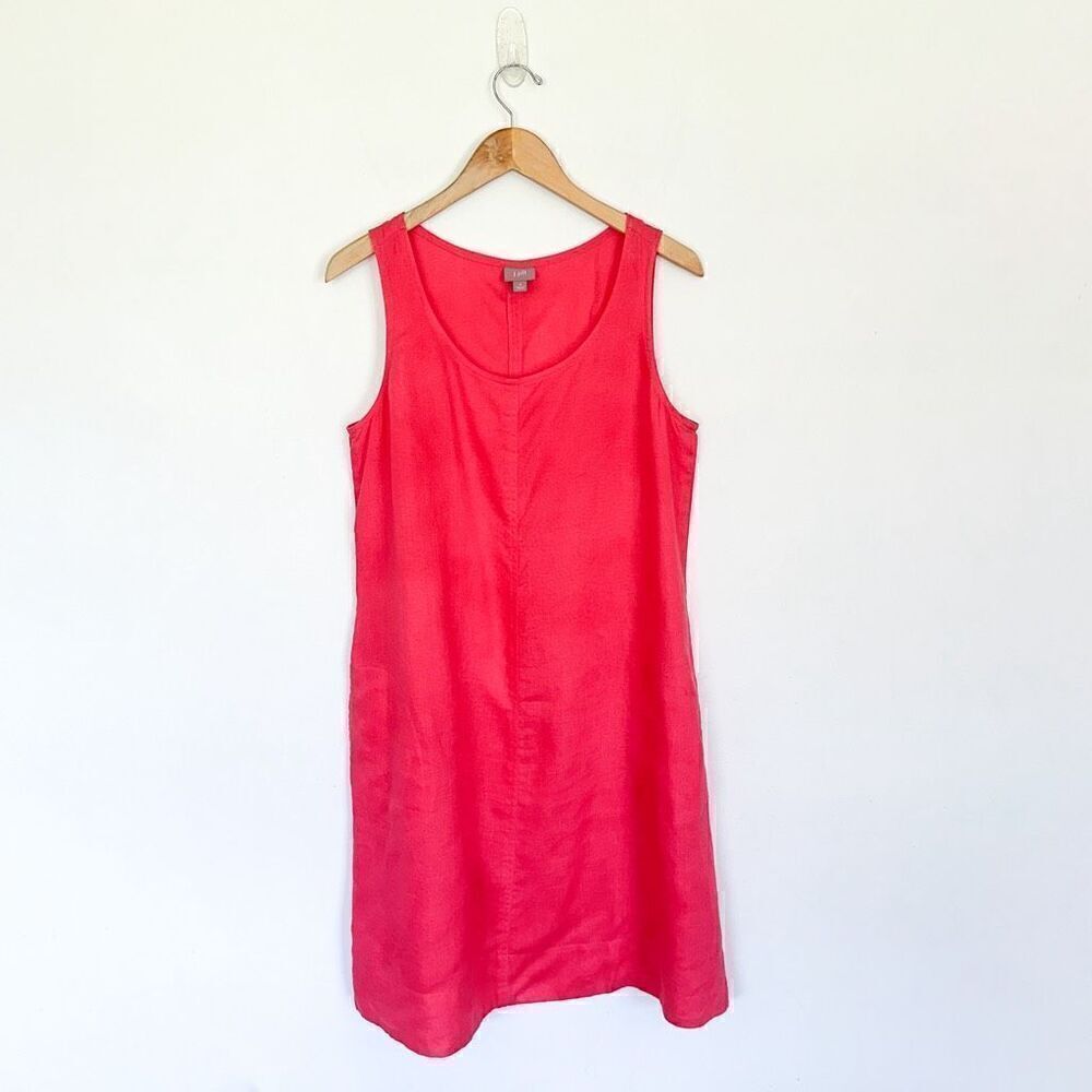 J. Jill Sleeveless Shift Dress in Bright Coral Red